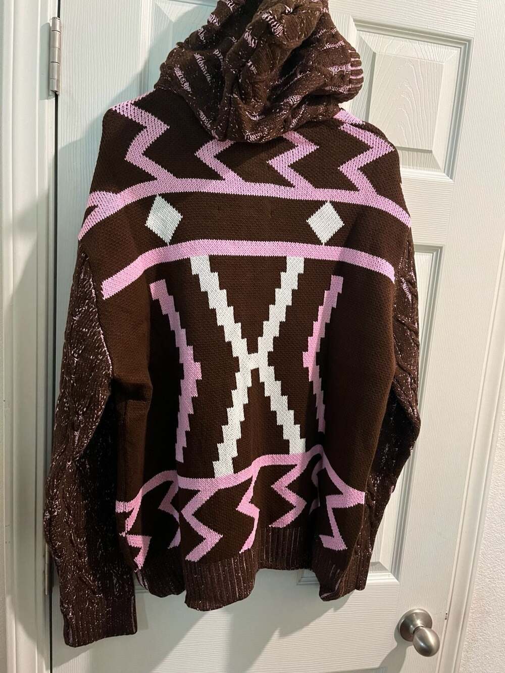 Black Pharaoh High End Streetwear Geometric Knit Hooded Cardigan - Picture 2 of 3